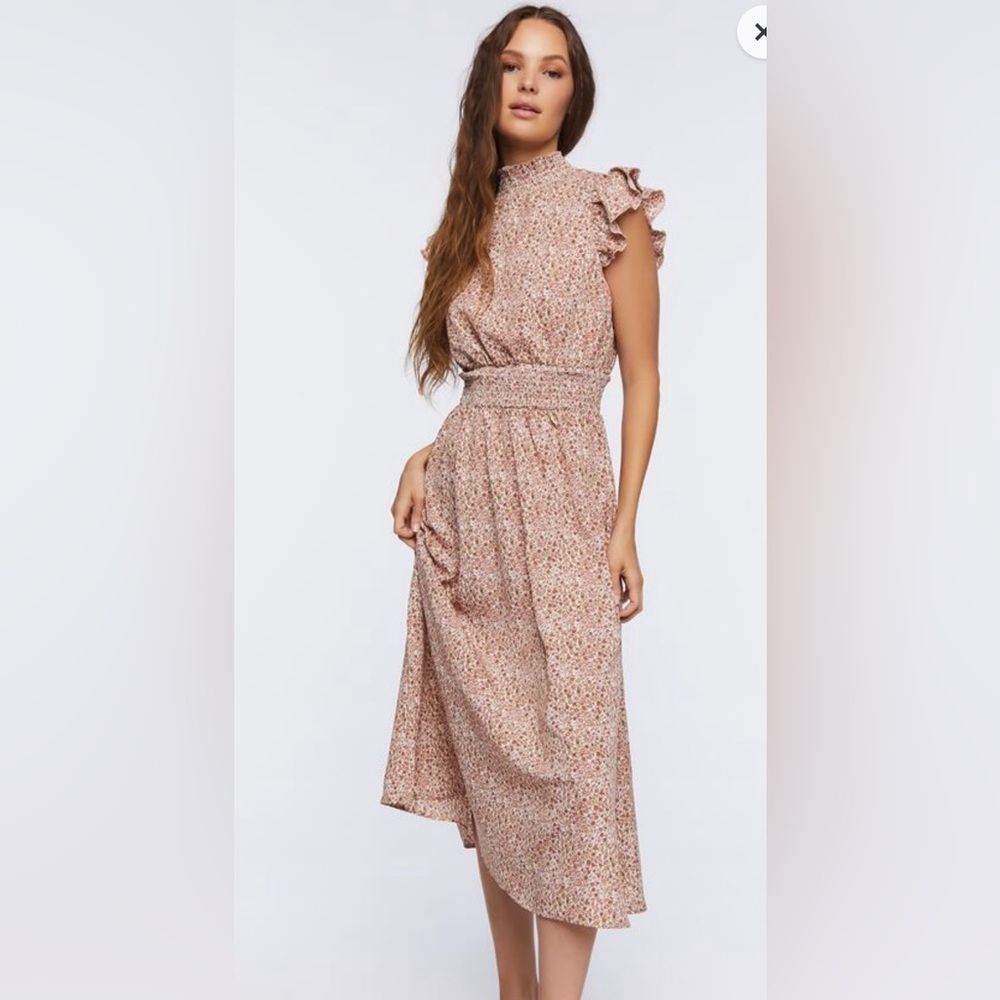 NWOT Mock Neck Floral Midi Dres